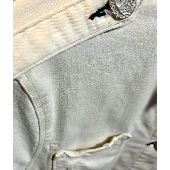 McGuire Ivory Distressed Trucker Jacket cropped stretch denim - Picture 11 of 12